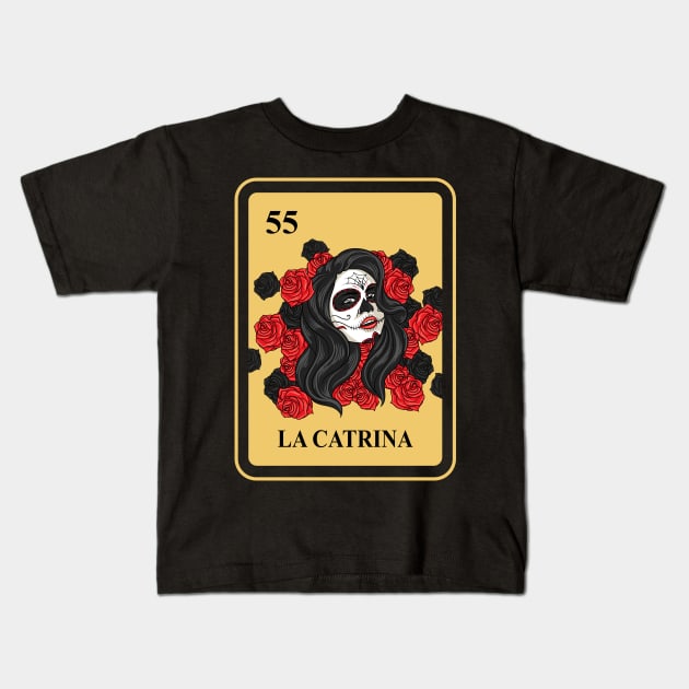 Mexican LA Catrina lottery traditional Bingo Card Kids T-Shirt by FunnyphskStore